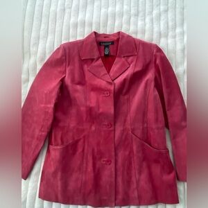 Dialogue Women's Vibrant Pink 100% leather suede Blazer